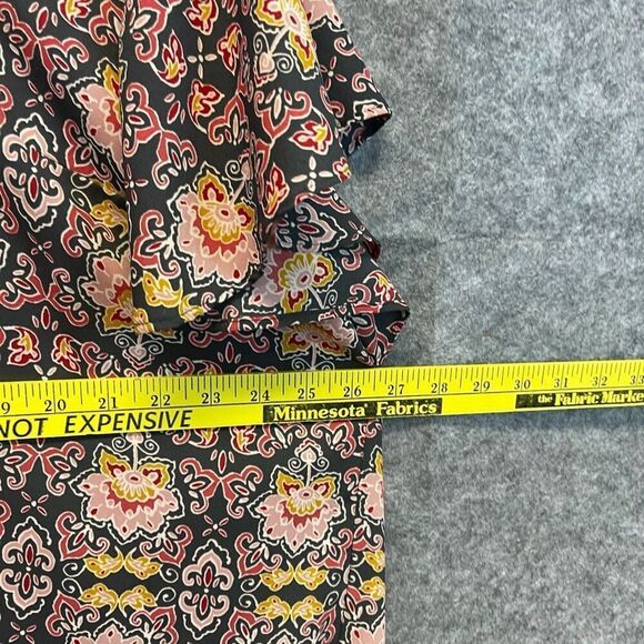 LOFT Top Women's 24 Plus Multicolor Floral Chiffon Short Flutter Sleeve V Neck - Picture 6 of 11